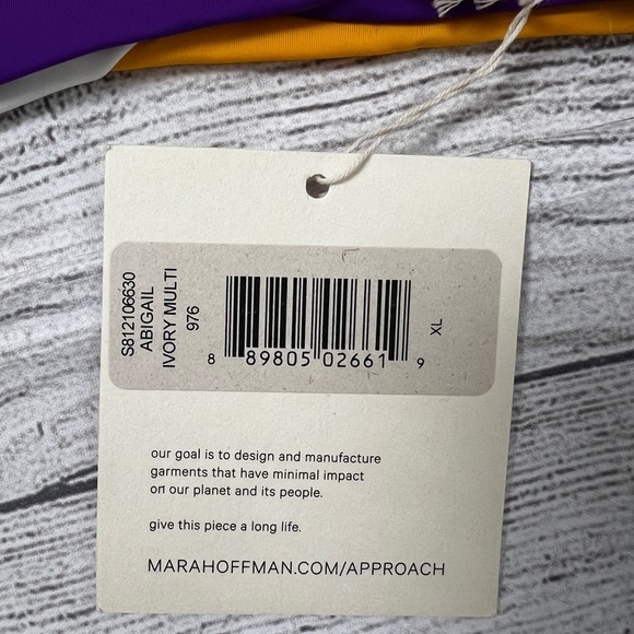 NEW Mara Hoffman Abigail Ivory Multi Back Tie Knot Bandeau Bikini Top Size XL - Picture 5 of 6